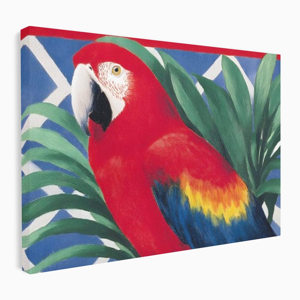 Tablou canvas cu tablou canvas cu papagal rosu, fara rama, pe sasiu de lemn